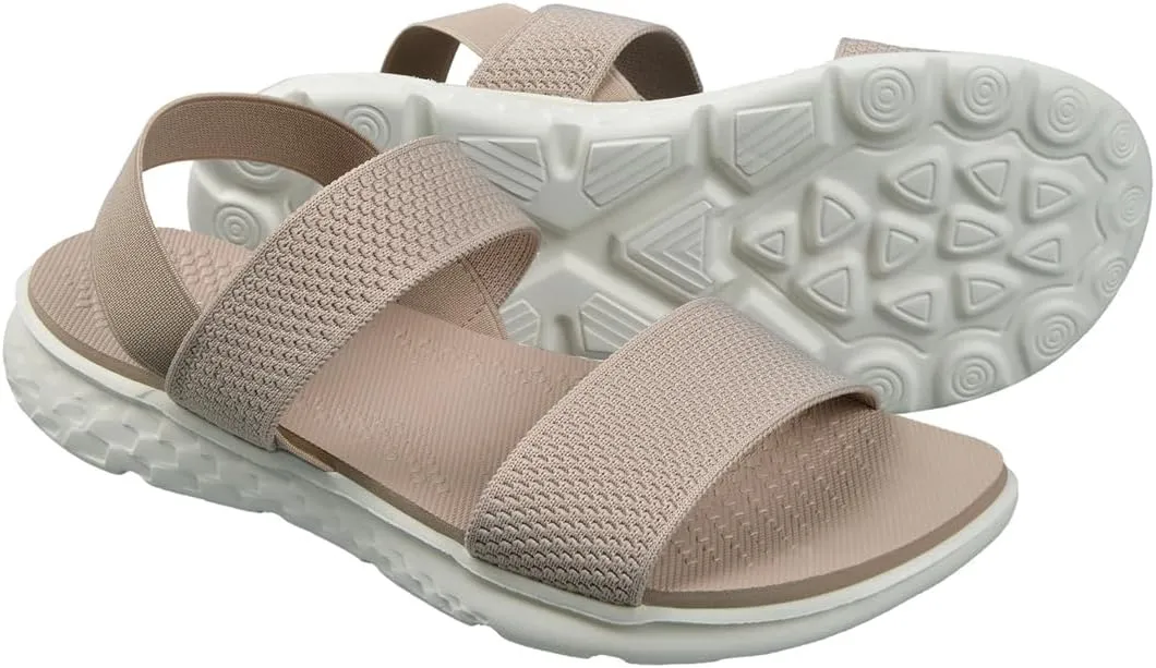 Harssidanzar Summer Elastic Ankle Strap Flat Sandals Slip on Sandals for Women KL224US