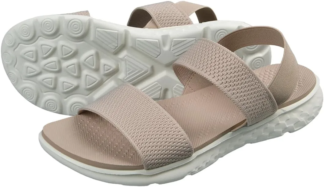 Harssidanzar Summer Elastic Ankle Strap Flat Sandals Slip on Sandals for Women KL224US