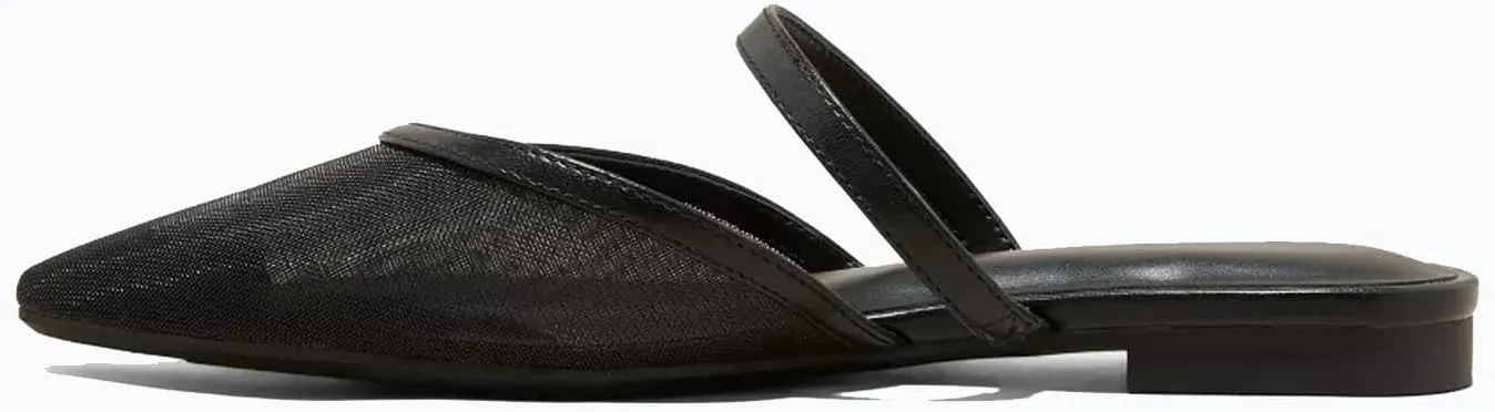 Huntarry Mesh Mule Flats for Women Pointed Toe with Arch Support Memory Foam Insole Casual Dress Comfortable Shoes