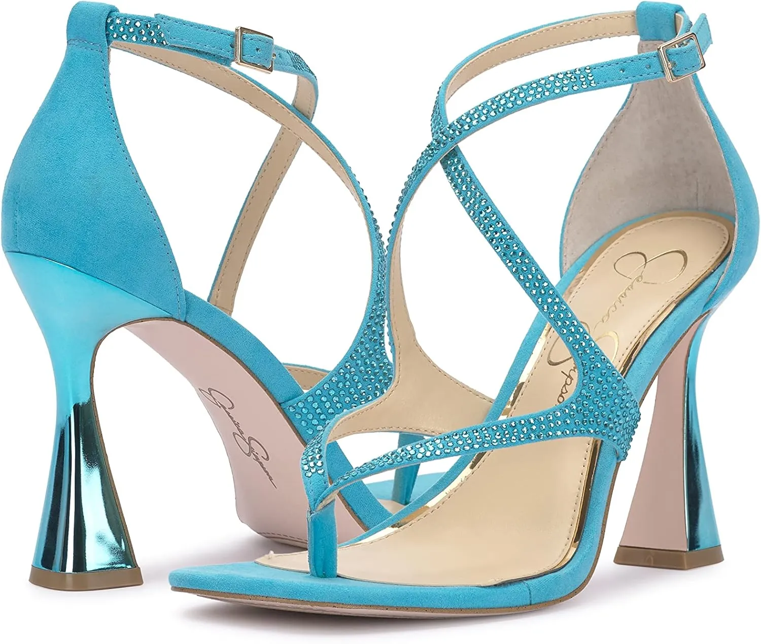 Jessica Simpson Womens Catarina Faux Suede Rhinestone Pumps
