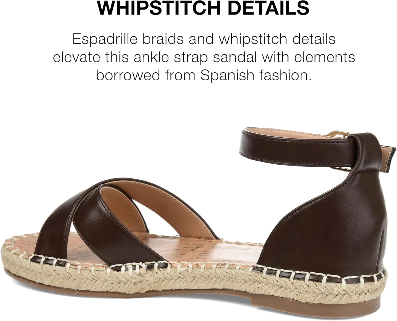 Journee Womens Flat Espadrille Strappy Crisscross Open Round Toe Sandal - Lyddia Buckle Ankle Strap Platform