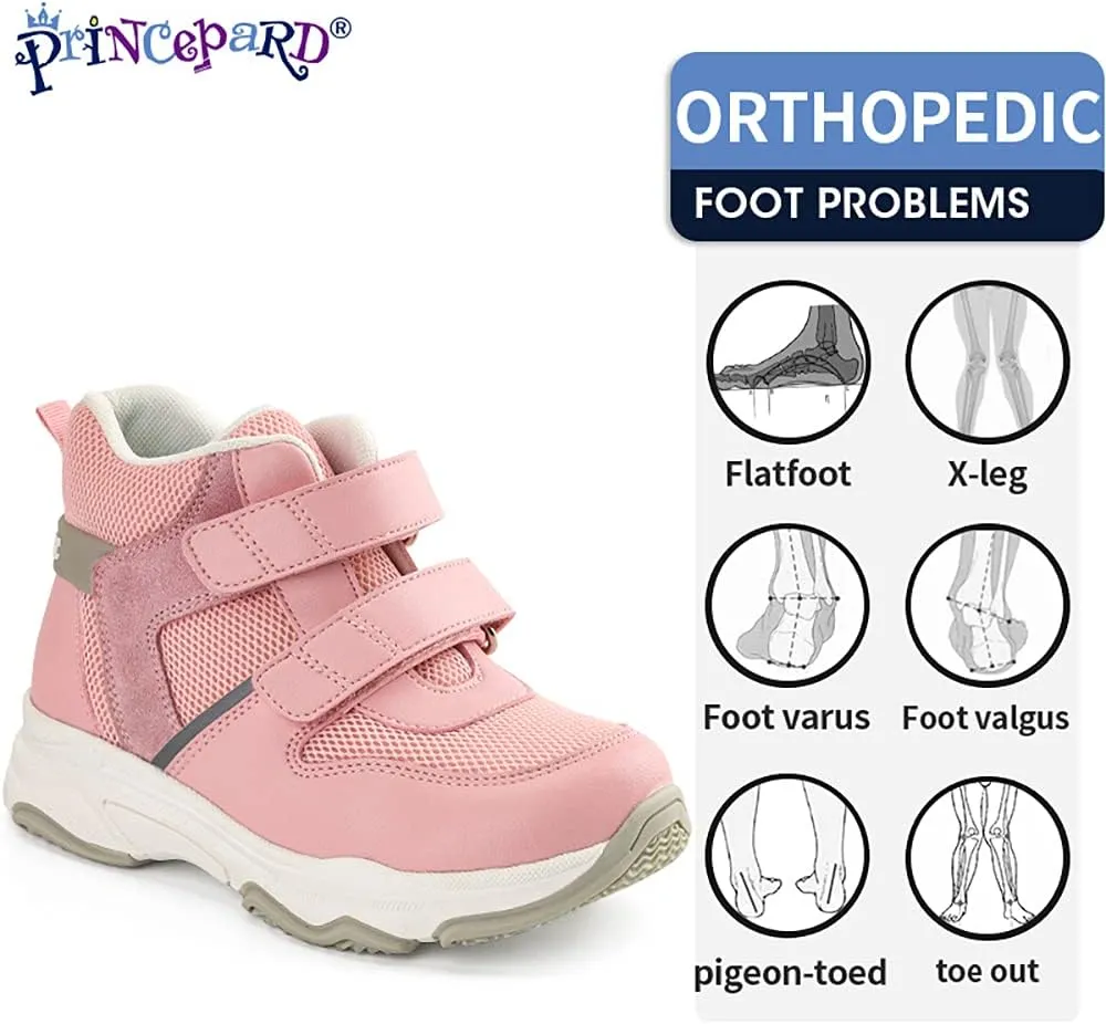 Kids Orthopedic Sneakers with Arch Support, Toddlers High-top Leisure Shoes for Boys and Girls with Flat Feet and Tiptoe Walking