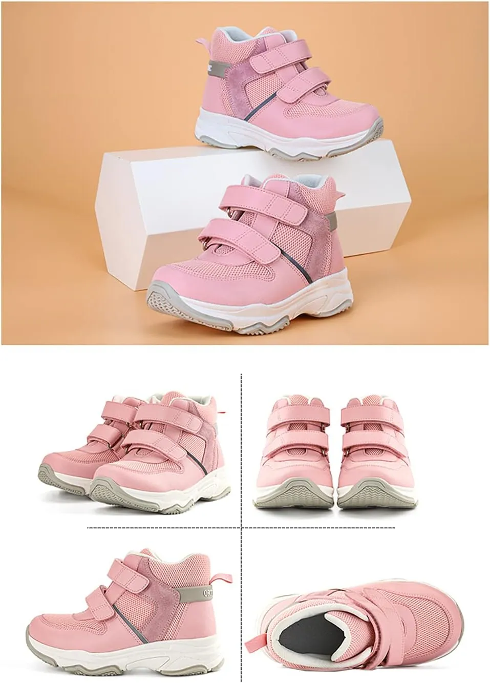 Kids Orthopedic Sneakers with Arch Support, Toddlers High-top Leisure Shoes for Boys and Girls with Flat Feet and Tiptoe Walking