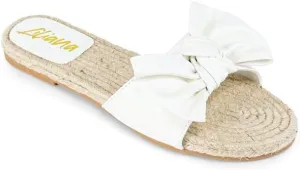 Liliana Women's Fashionable Espadrille Slider with Single Bow Detail Slip-On Sandal - Summer Comfortable Flat Casual Beach Footwear, AILEEN-3