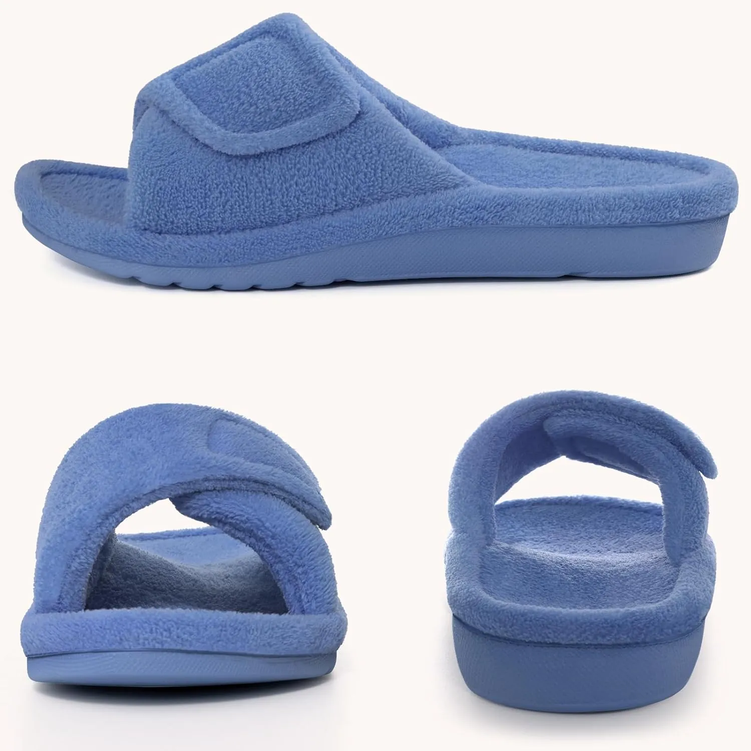 Litfun Women's Orthopedic Slippers with Arch Support Adjustable Open Toe House Shoes for Plantar Fasciitis