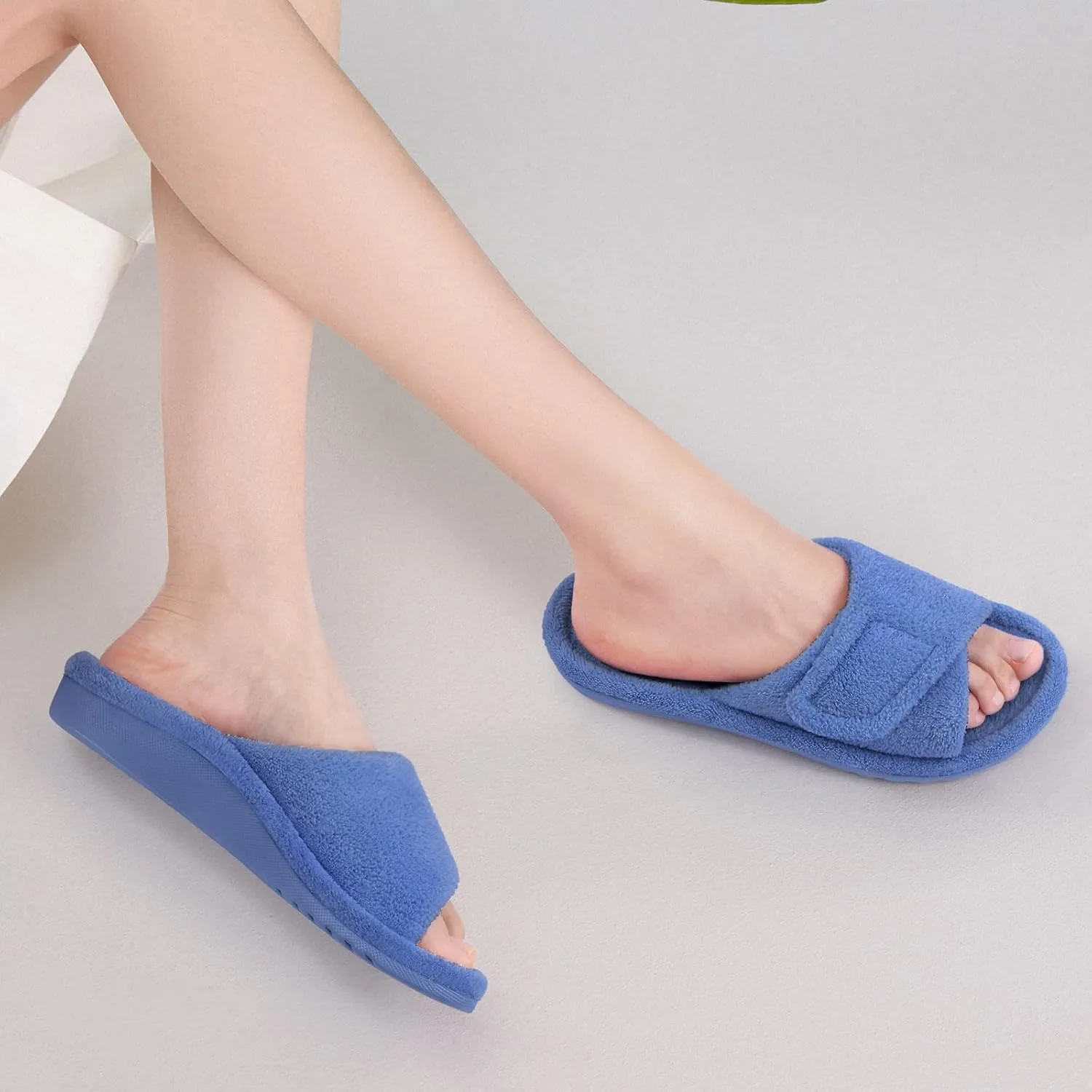 Litfun Women's Orthopedic Slippers with Arch Support Adjustable Open Toe House Shoes for Plantar Fasciitis