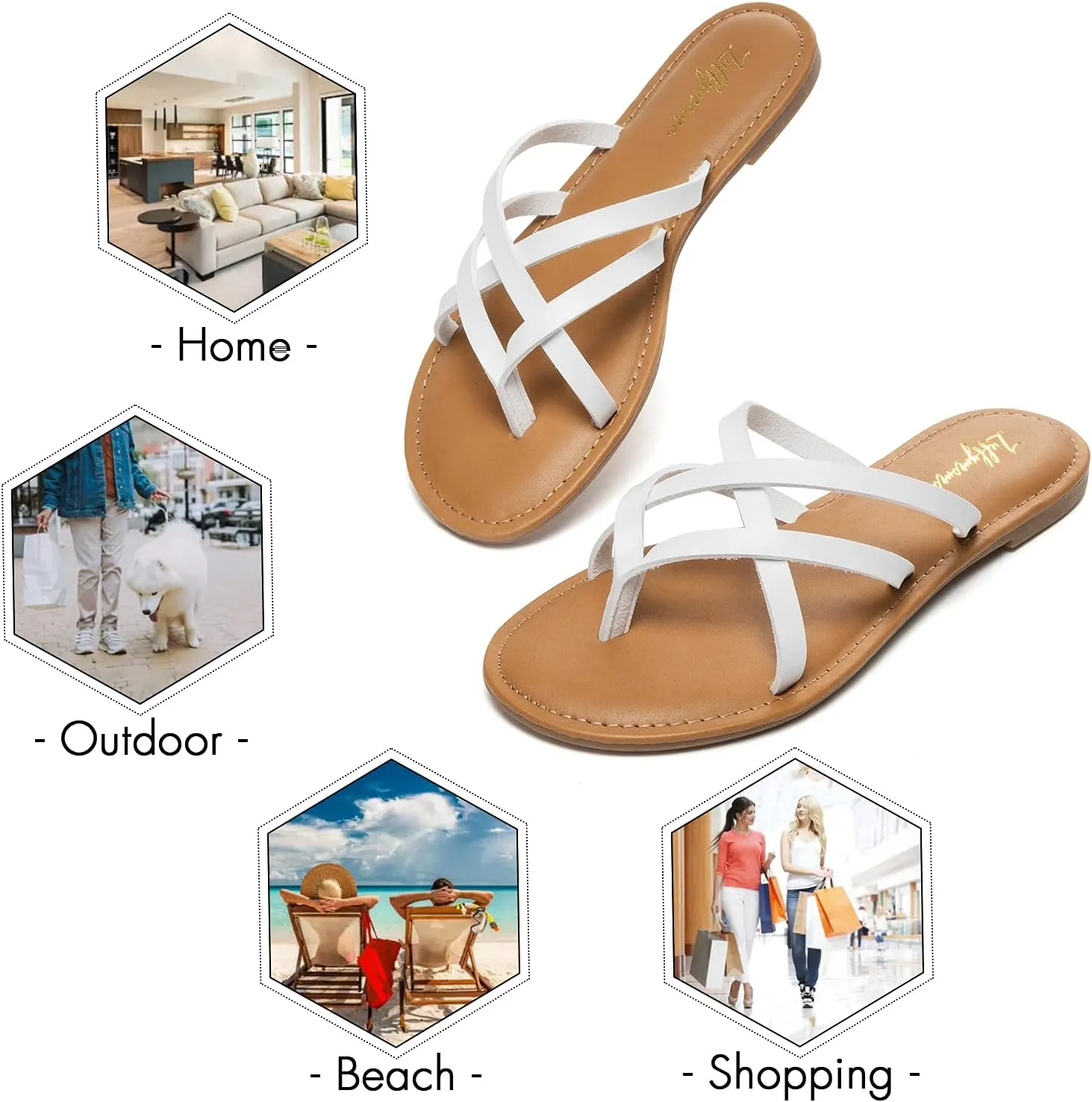 Luffymomo Women's Elastic Strap Flat Sandals Casual Summer Open Toe Sandal