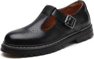 Mary Jane Shoes Women Platform Non-Slip Classics Round Toe Ankle Strap Comfort Casual Oxford Dress Work Mary Jane Flat Shoes