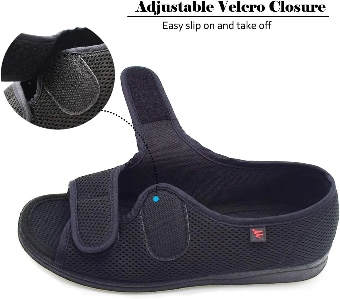Mei MACLEOD Women's Comfortable Open Toe Arthritis Edema House Slippers for Diabetic Flat Feet Swollen Feet