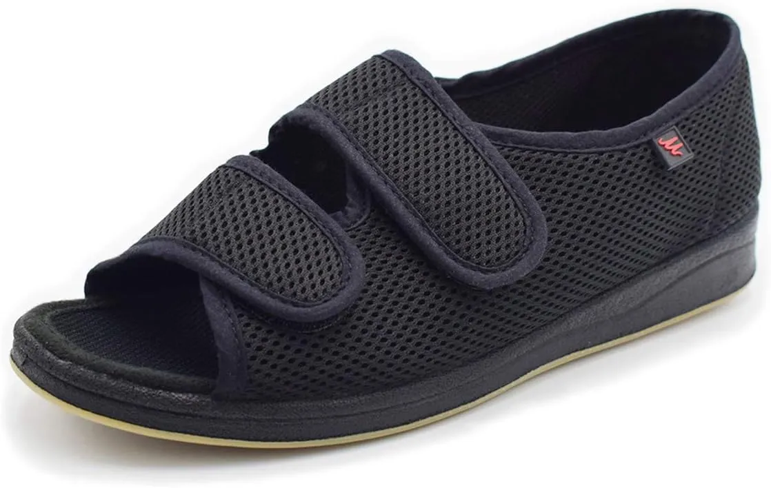 Mei MACLEOD Women's Comfortable Open Toe Arthritis Edema House Slippers for Diabetic Flat Feet Swollen Feet