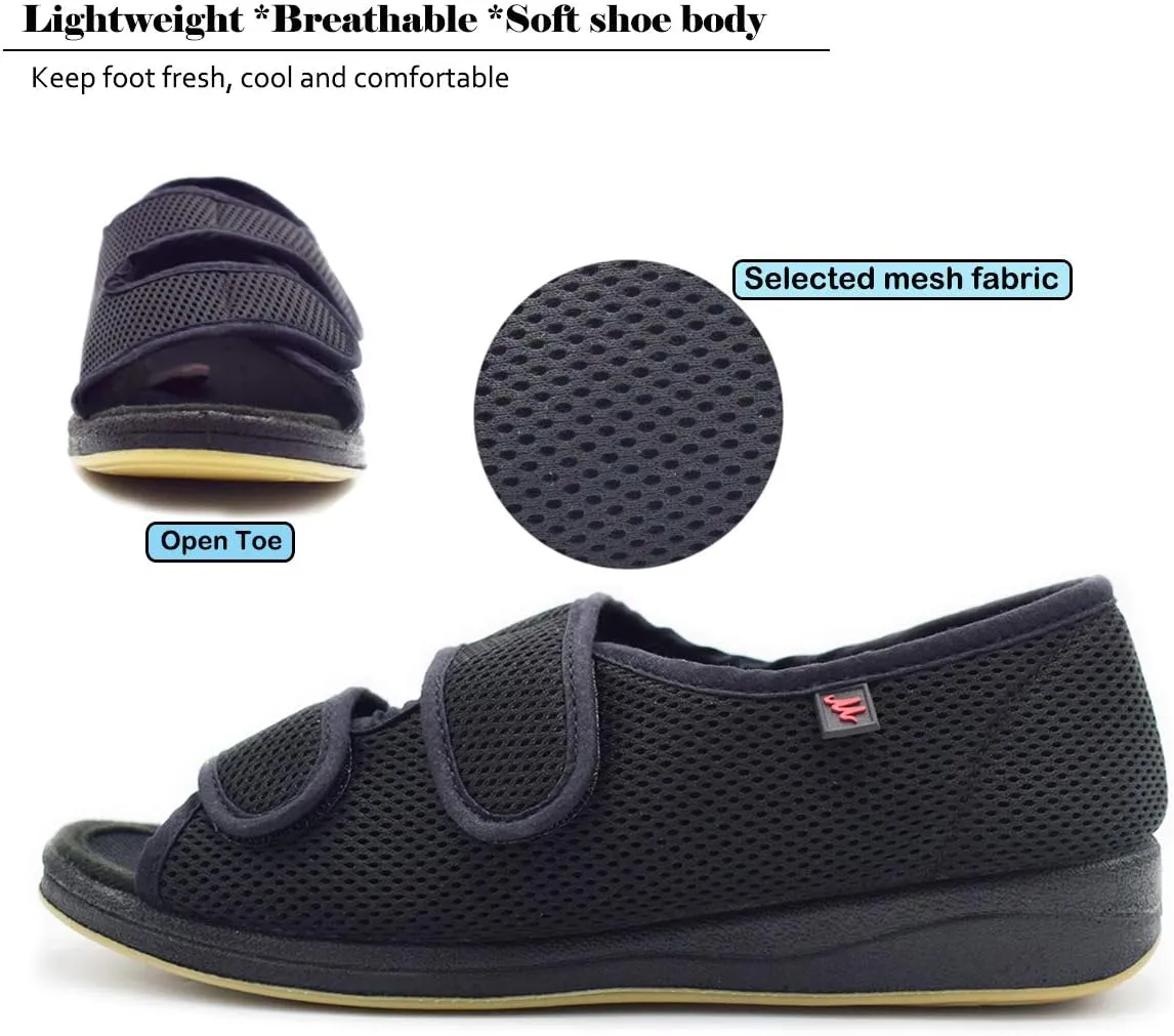 Mei MACLEOD Women's Comfortable Open Toe Arthritis Edema House Slippers for Diabetic Flat Feet Swollen Feet