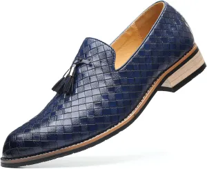 Mens Fashion Loafers Leather Casual Tassel Slip on Driving Flats Dress Shoes Black