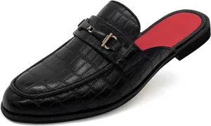 MHB Men's Mule Stylish Backless Slip-On Loafer Casual Dress Sandal Shoes Fashionable Slipper for Men Black Size 8