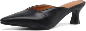 MIOKE Women's Pointed Toe Comfy Kitten Mules Low Heels Slip On Backless Pumps Slide Sandals Office Shoes