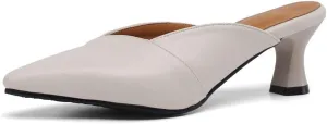 MIOKE Women's Pointed Toe Comfy Kitten Mules Low Heels Slip On Backless Pumps Slide Sandals Office Shoes