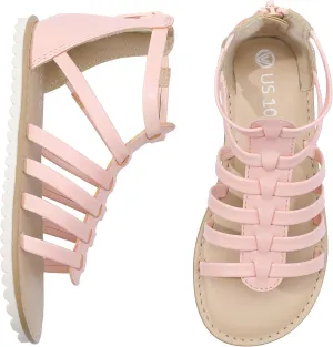 MIXIN Girls Gladiator Sandals for Toddler/Little Kids Open Toe Cute Strappy Summer Flat Shoes with Zipper