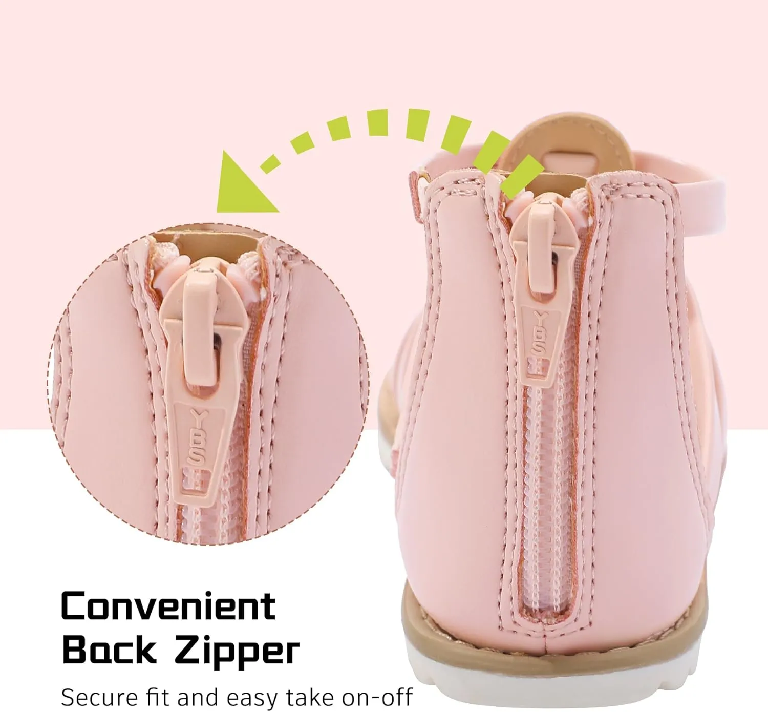 MIXIN Girls Gladiator Sandals for Toddler/Little Kids Open Toe Cute Strappy Summer Flat Shoes with Zipper