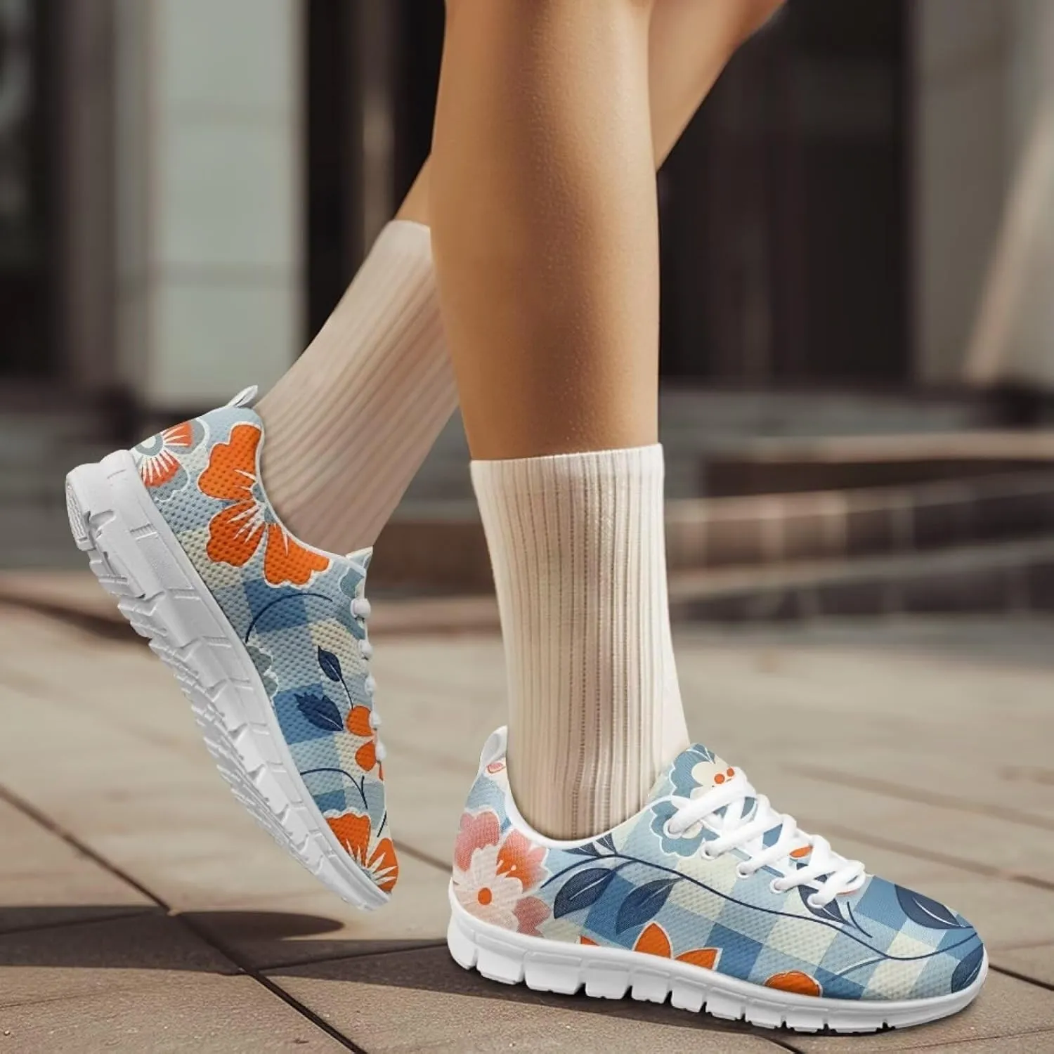 Modysero Shoes for Women Lace Up Tennis Shoes Daily Casual Womens Running Shoes with Mesh Breathable Ladies Footwear