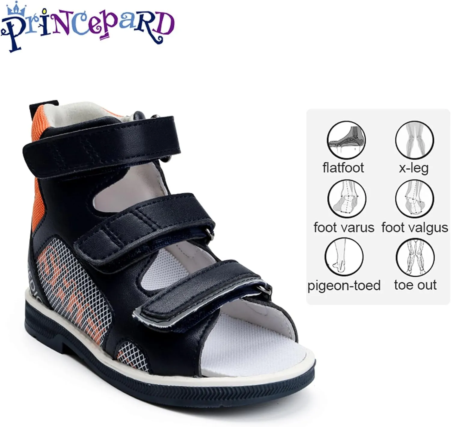 Orthopedic Corrective Sandals for Kids and Toddlers,High-top AFO Shoes with Arch and Ankle Support,Non-slip Soles
