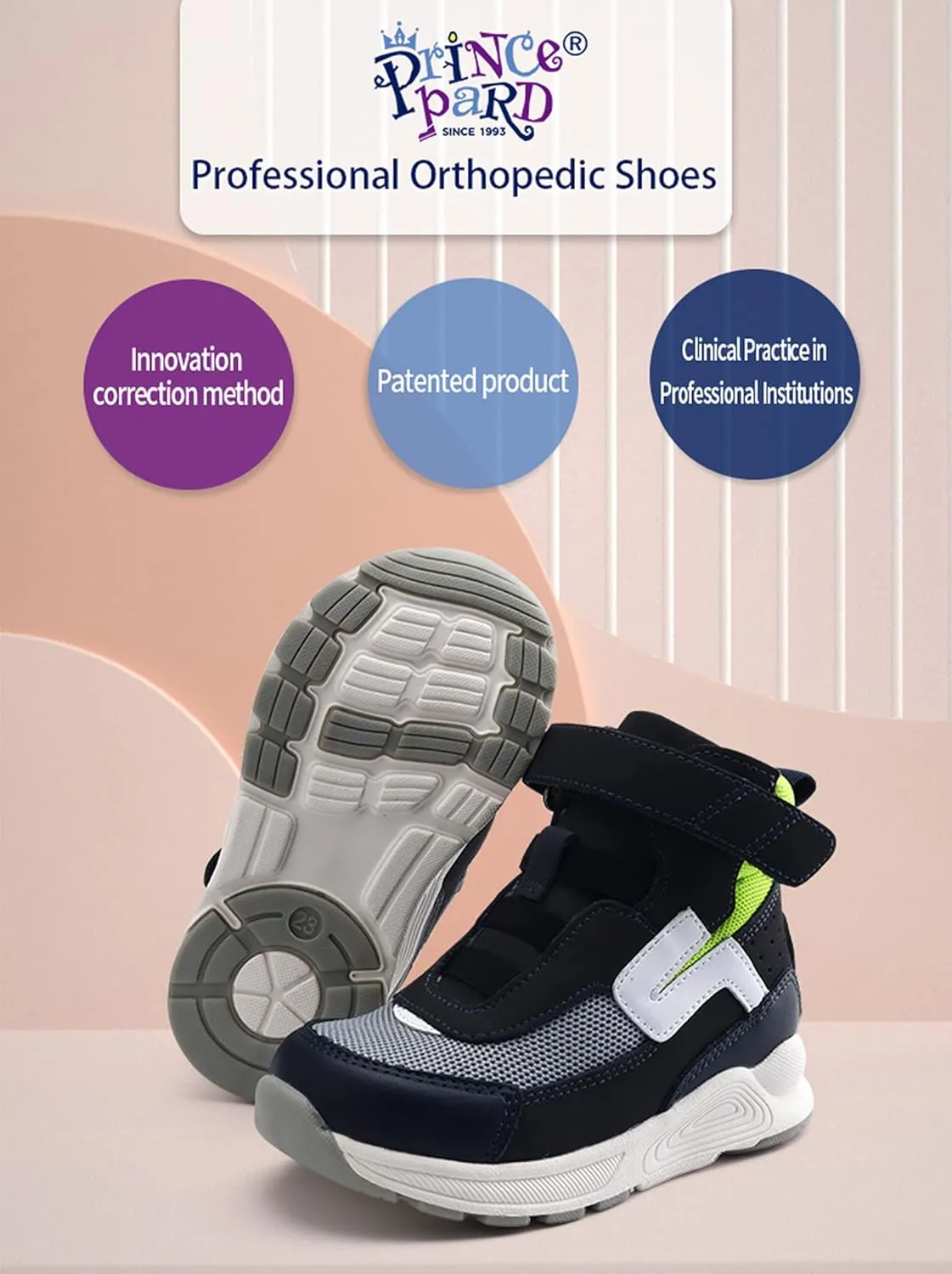 Orthopedic Shoes for Kids,High Top Corrective Sneakers with Arch & Ankle Support for Girls and Boys' Flat Foot,Anti-Slip Soles
