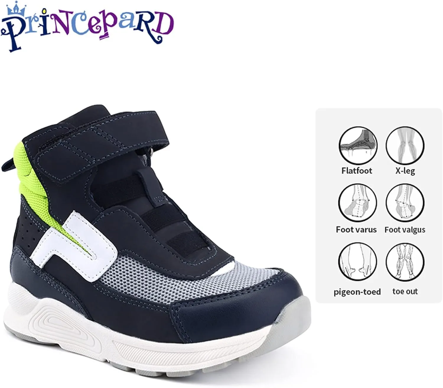 Orthopedic Shoes for Kids,High Top Corrective Sneakers with Arch & Ankle Support for Girls and Boys' Flat Foot,Anti-Slip Soles