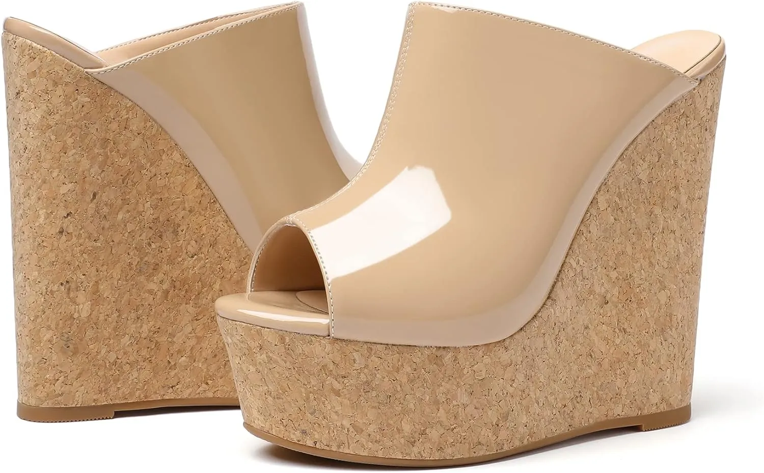 SAMMITOP Women's Platform Wedge Open Toe Sandals,Ladies Slip On Wedge Mule Shoes