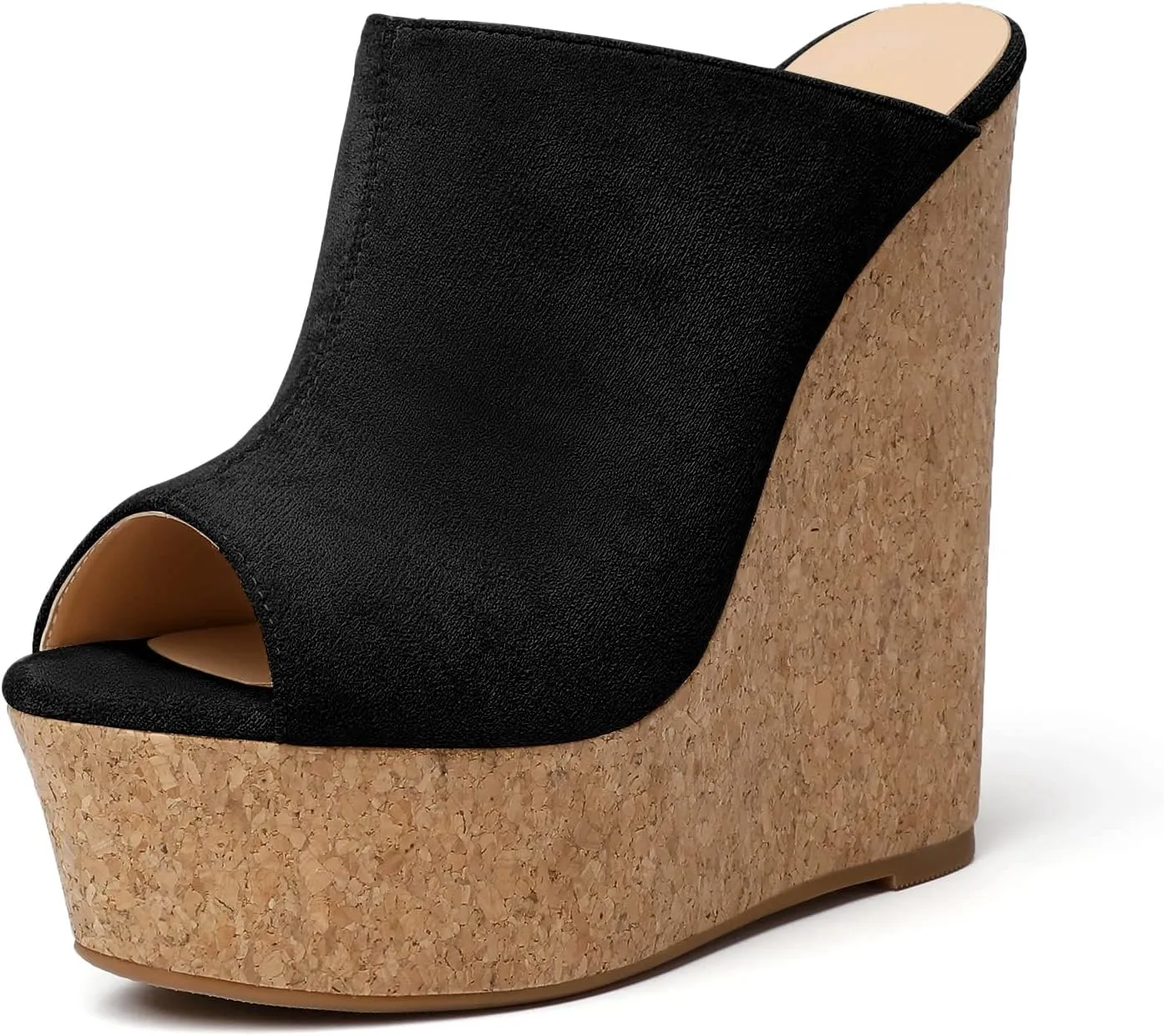 SAMMITOP Women's Platform Wedge Open Toe Sandals,Ladies Slip On Wedge Mule Shoes