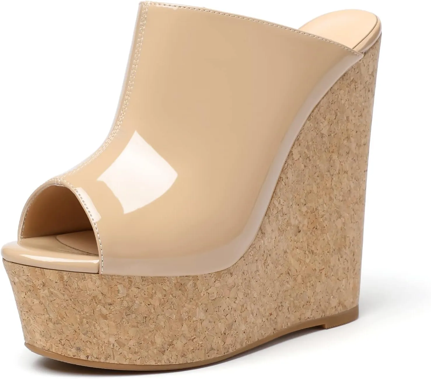 SAMMITOP Women's Platform Wedge Open Toe Sandals,Ladies Slip On Wedge Mule Shoes