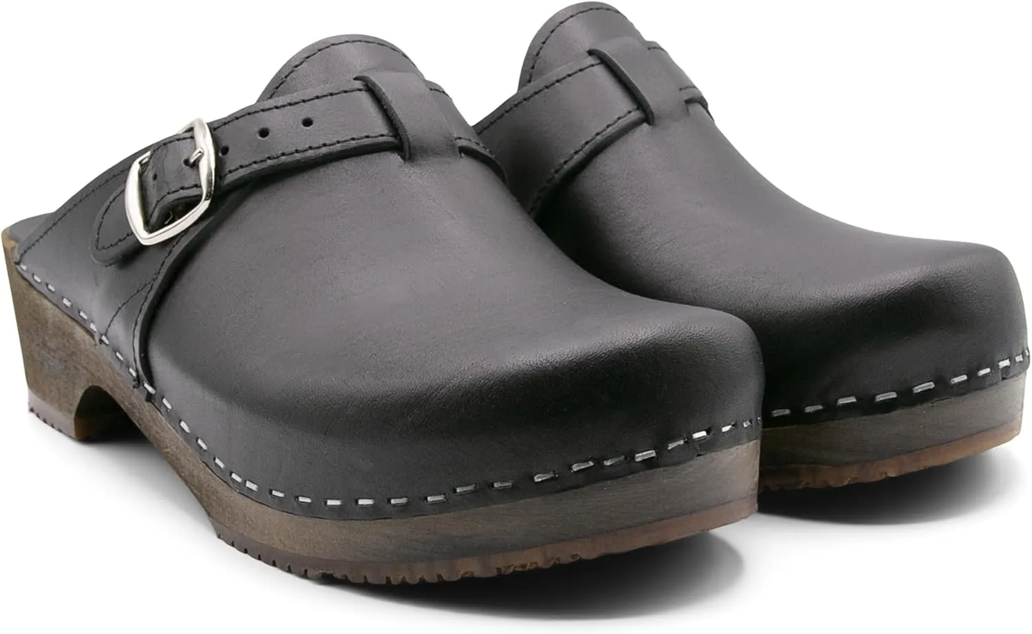 Sandgrens Handmade Swedish Wood Clogs for Men, Low Heel Mule | Halmstad