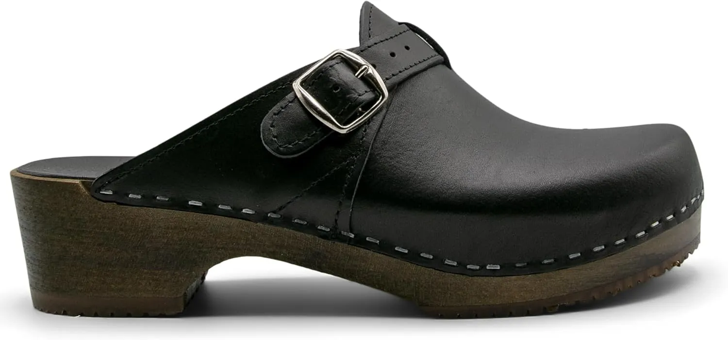 Sandgrens Handmade Swedish Wood Clogs for Men, Low Heel Mule | Halmstad