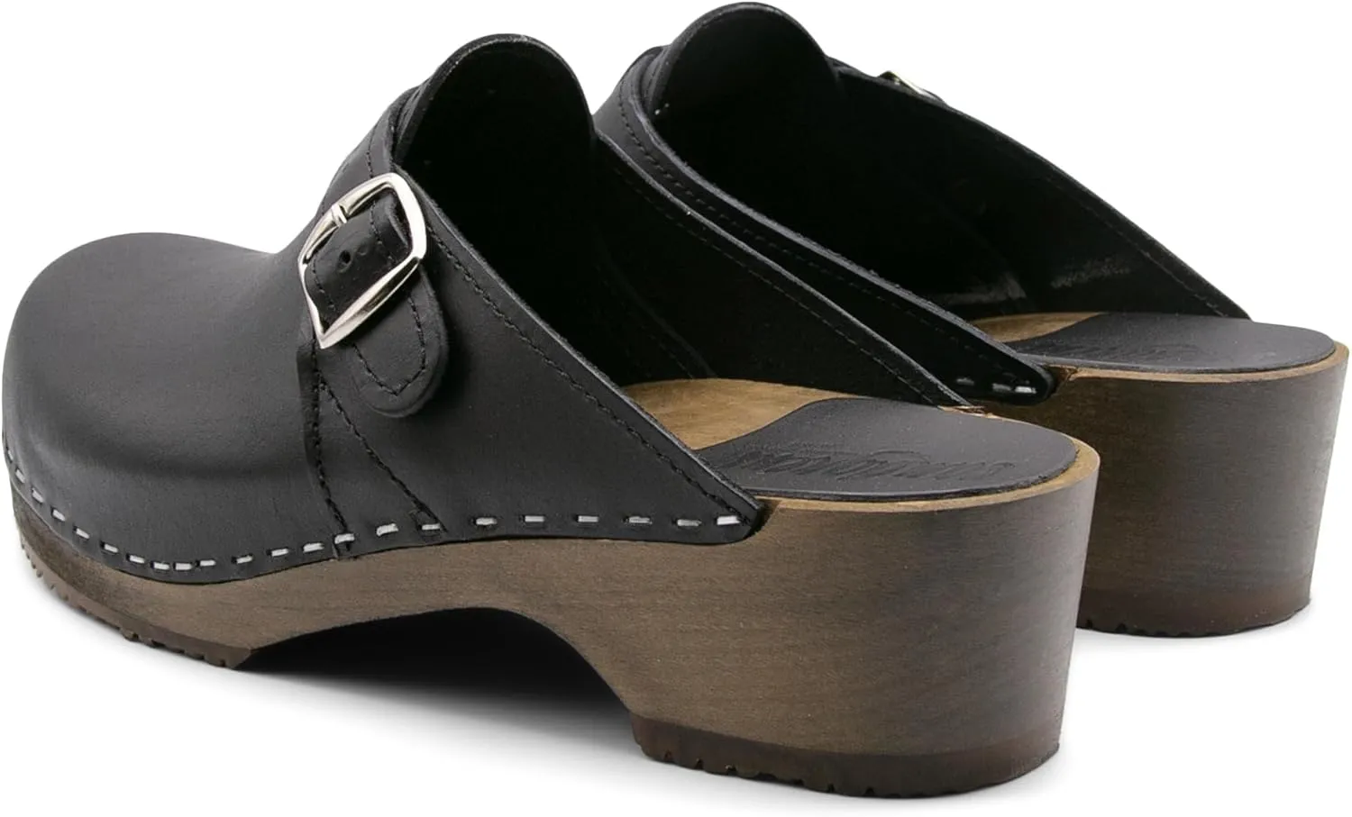 Sandgrens Handmade Swedish Wood Clogs for Men, Low Heel Mule | Halmstad