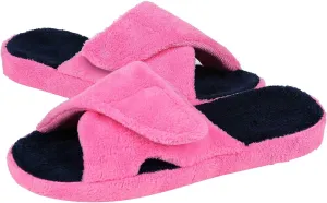 shevalues Summer Arch Support Slippers for Women Adjustable Terry Cloth Fuzzy Indoor Slippers Open Toe House Shoes