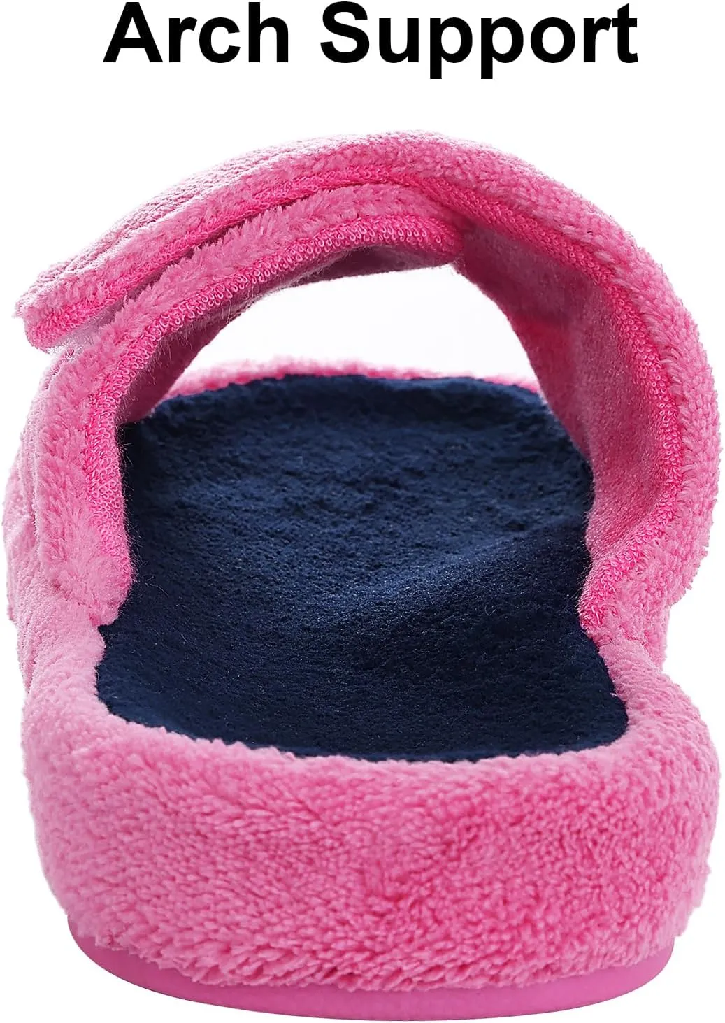 shevalues Summer Arch Support Slippers for Women Adjustable Terry Cloth Fuzzy Indoor Slippers Open Toe House Shoes