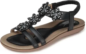 SHIBEVER Flat Sandals for Women Dressy: Summer Comfortable Ankle Strap Womens Sandal