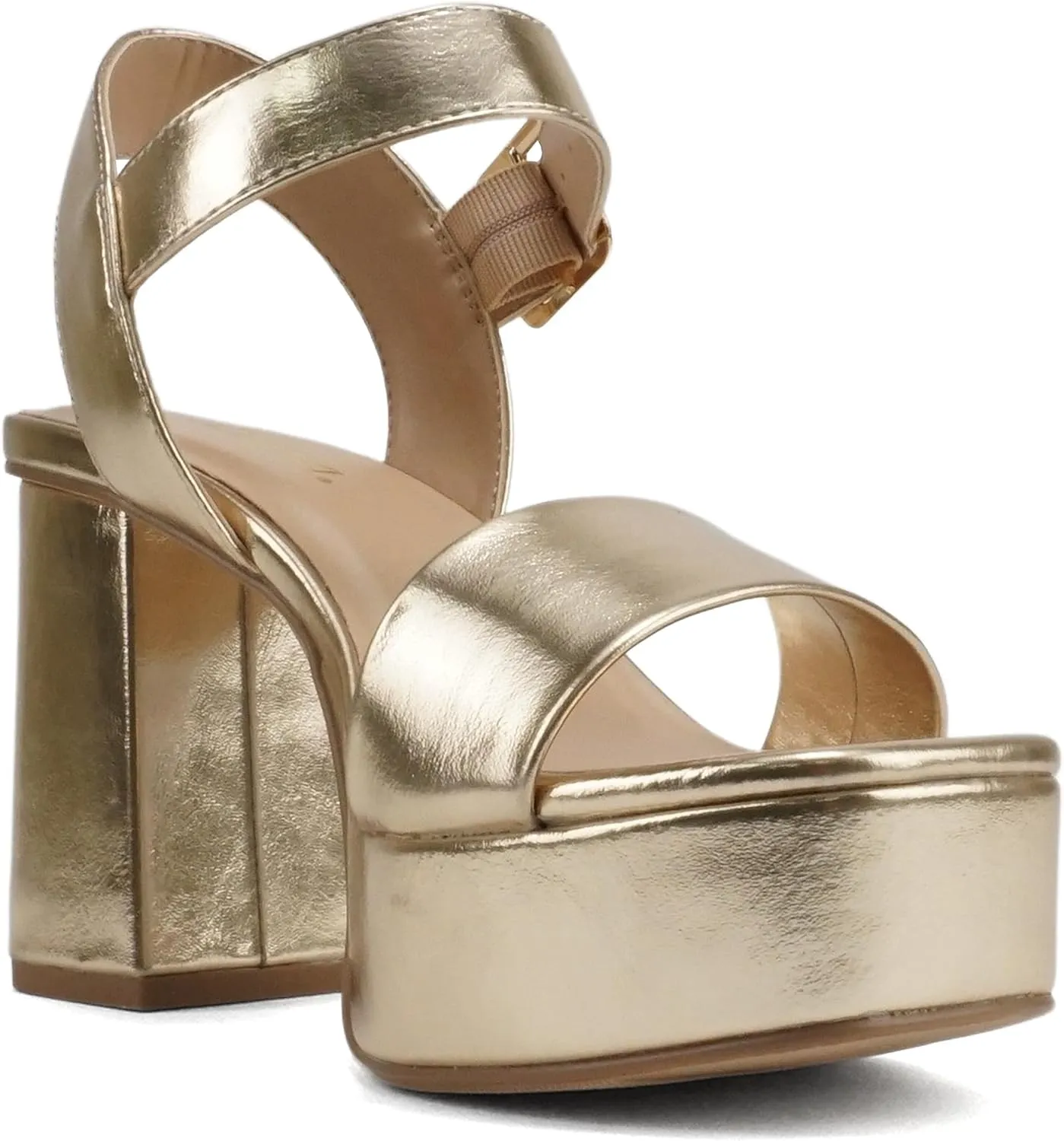 Soda “MACEY” ~ Women Open Square Toe Single Band High Heel Platform Dress Sandal with Adjustable Ankle Strap
