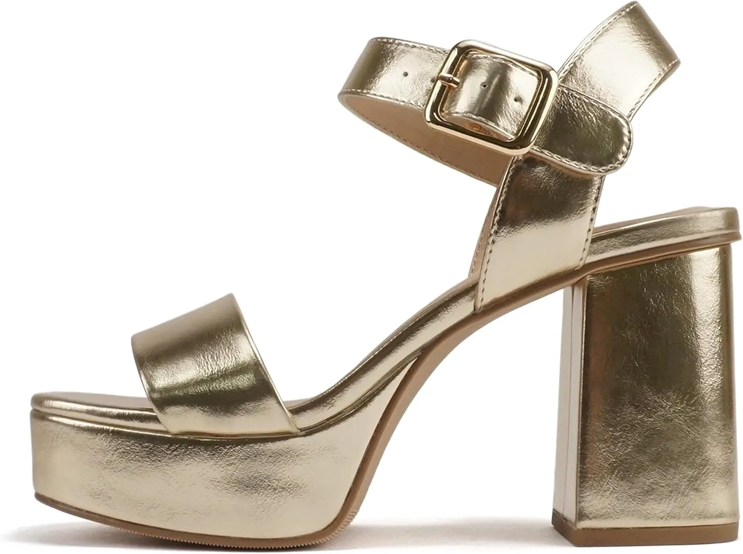 Soda “MACEY” ~ Women Open Square Toe Single Band High Heel Platform Dress Sandal with Adjustable Ankle Strap