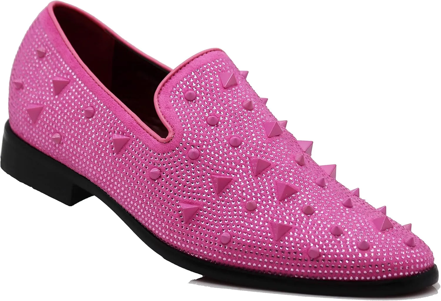 SPK24 Men Vintage Spikes Sparkle Formal Tuxedo Stage Fashion Slip On Loafer Dress Shoes