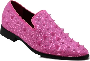 SPK24 Men Vintage Spikes Sparkle Formal Tuxedo Stage Fashion Slip On Loafer Dress Shoes