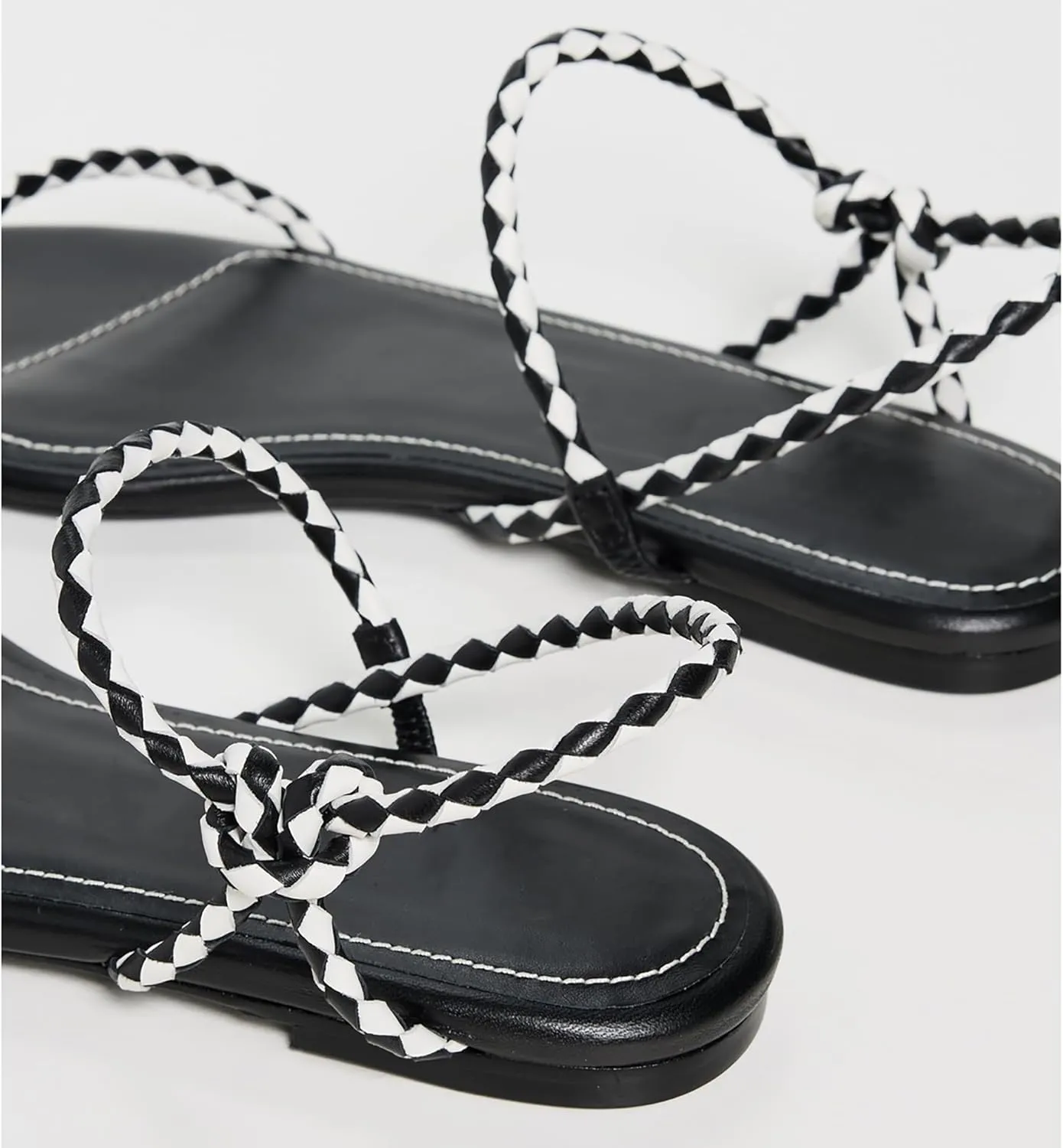 Strappy Flat Sandals for Women Round Open Toe Slip on Ankle Strap Backless Sandals Slingback Casual Vacation Dressy Shoes
