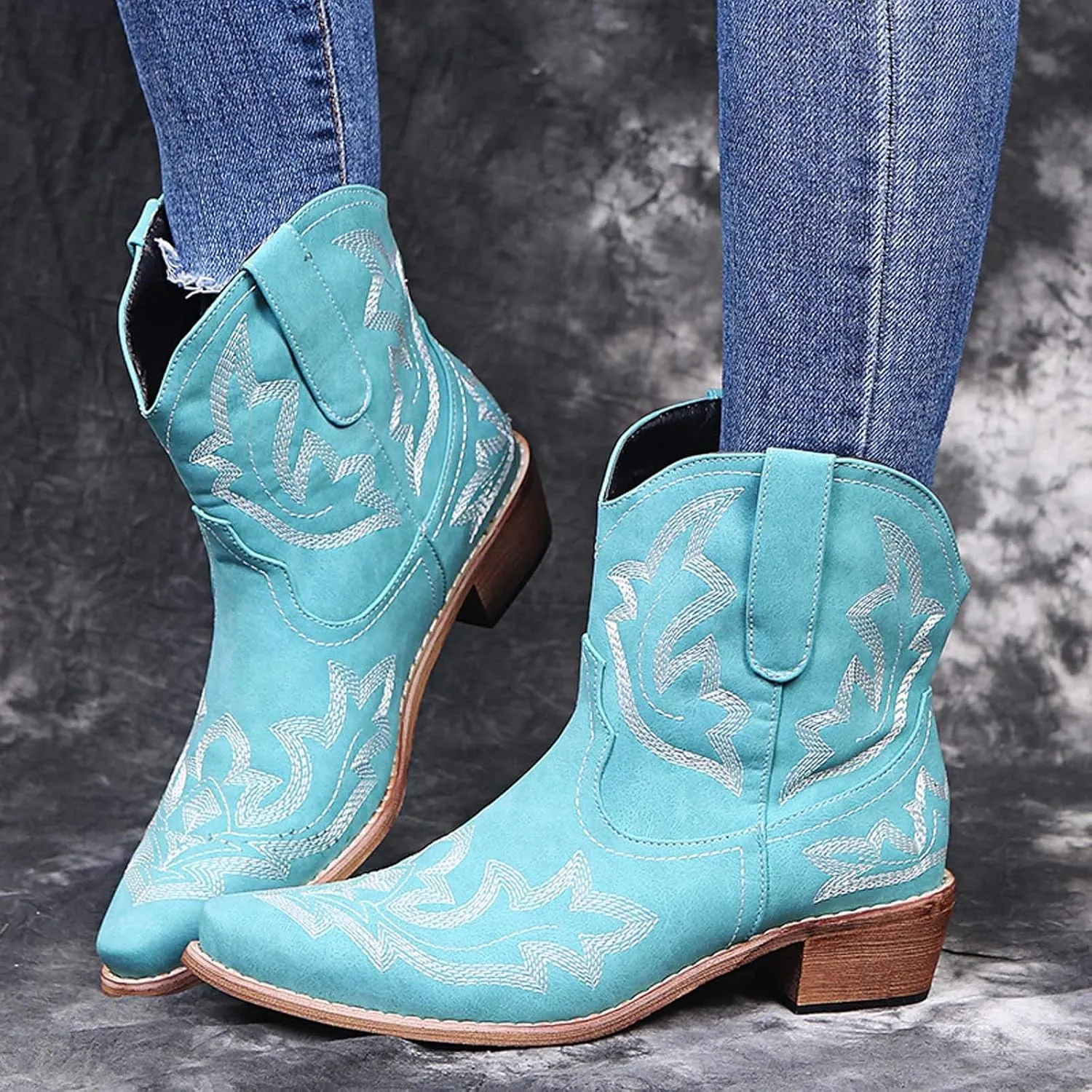 Tall Ankle Boots Womens Winter Ankle Boots 2024 Ankle Booties Heels Womens Low Cut Boots Water Proof Duck Comfort Ankle Boots for Women Low Heel Wide Ankle Cowboy Boots for Women