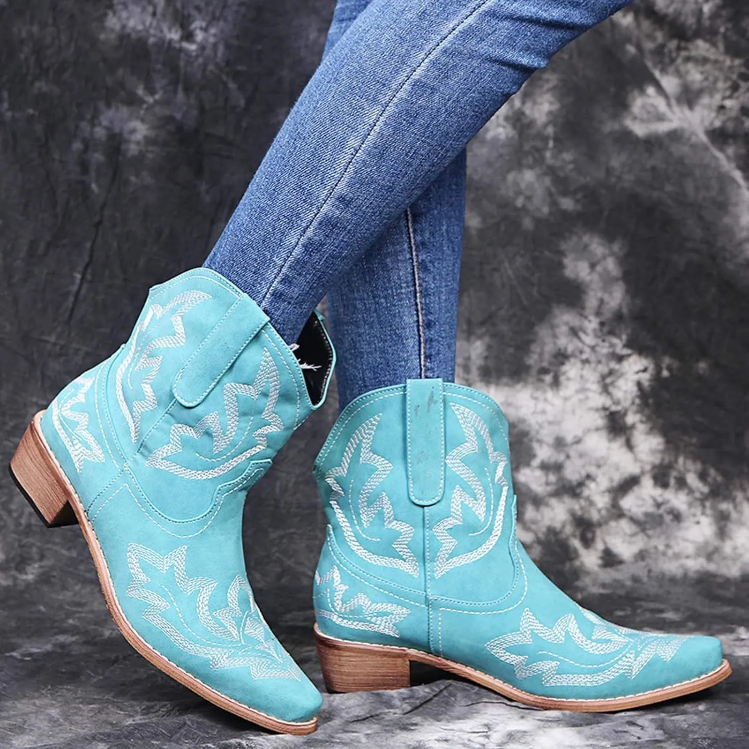 Tall Ankle Boots Womens Winter Ankle Boots 2024 Ankle Booties Heels Womens Low Cut Boots Water Proof Duck Comfort Ankle Boots for Women Low Heel Wide Ankle Cowboy Boots for Women