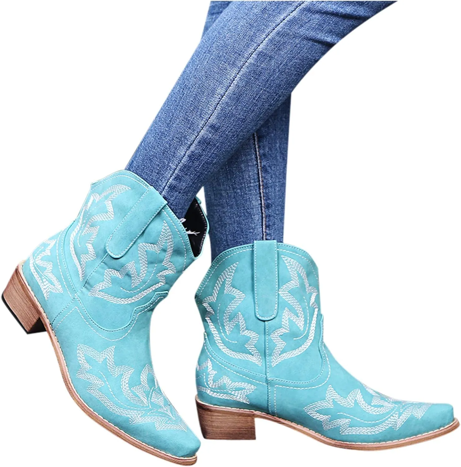 Tall Ankle Boots Womens Winter Ankle Boots 2024 Ankle Booties Heels Womens Low Cut Boots Water Proof Duck Comfort Ankle Boots for Women Low Heel Wide Ankle Cowboy Boots for Women