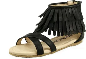 The Doll Maker Girl’s Open Toe Fringe Sandal