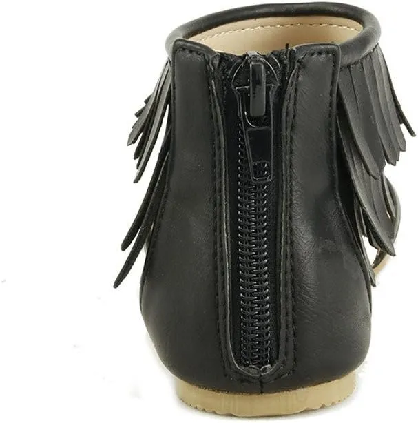 The Doll Maker Girl’s Open Toe Fringe Sandal