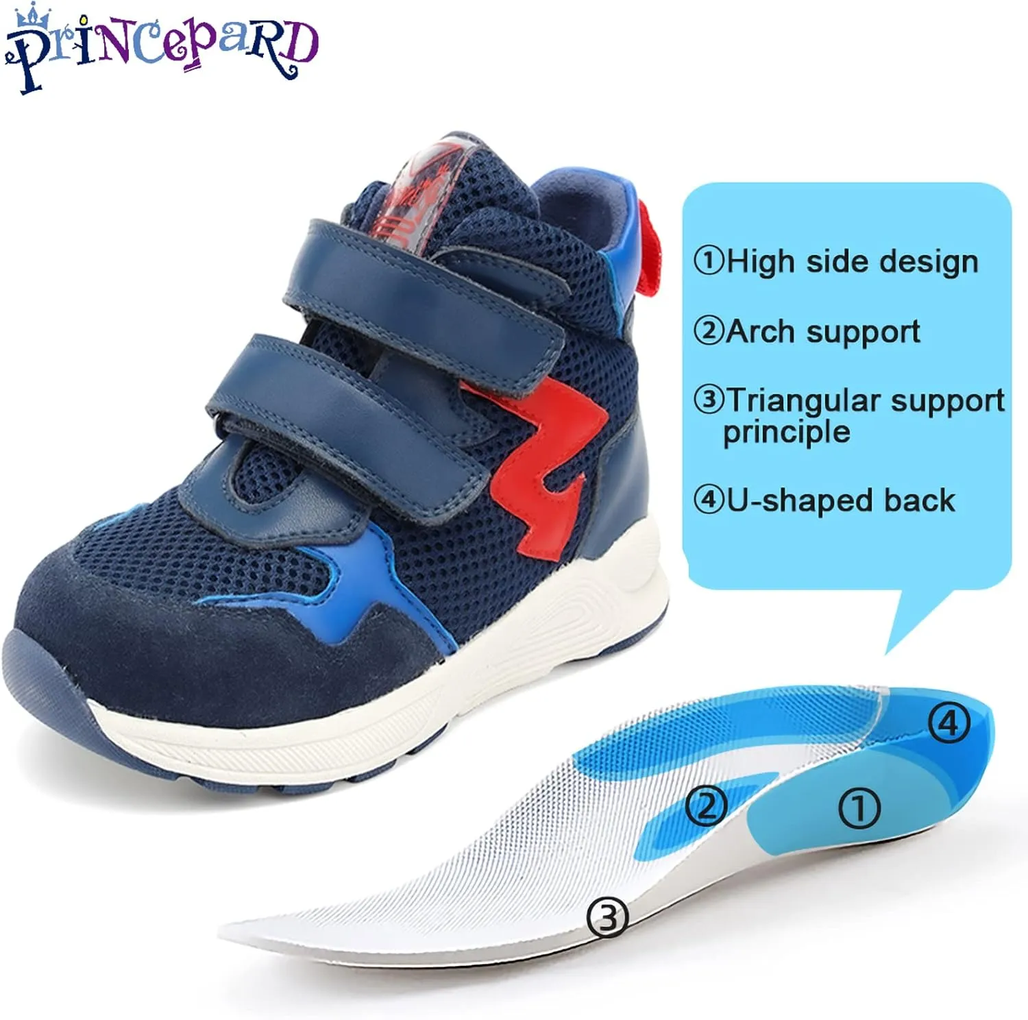 Toddlers Orthopedic Corrective Sneakers for Kids with Arch & Ankle Support,Girls and Boys'High Top Shoes for Flat Foot,Anti-Slip Soles