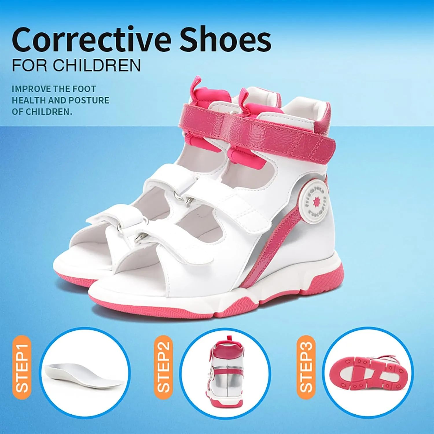 Toddlers Orthopedic Sandals with Arch and Ankle Support,High-top Corrective Shoes for Kids
