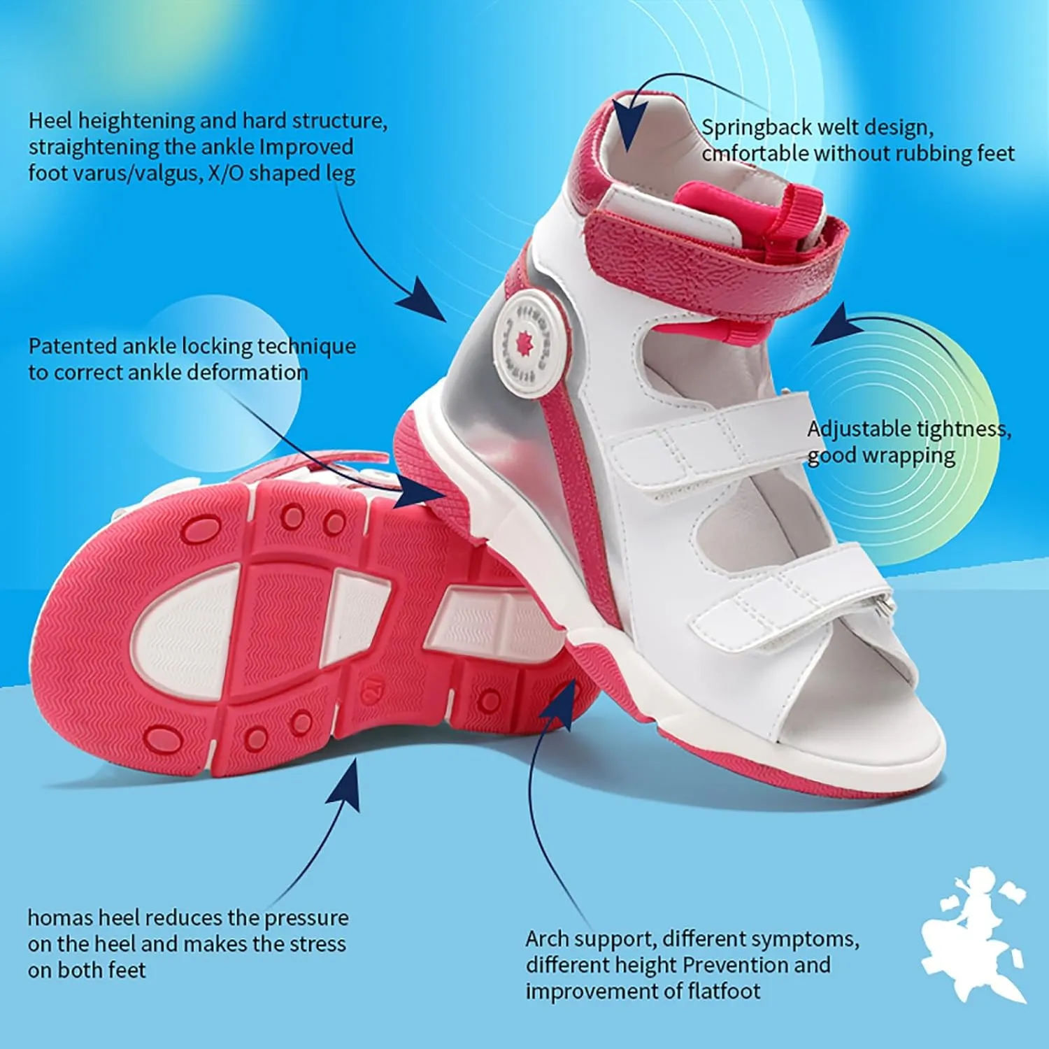 Toddlers Orthopedic Sandals with Arch and Ankle Support,High-top Corrective Shoes for Kids