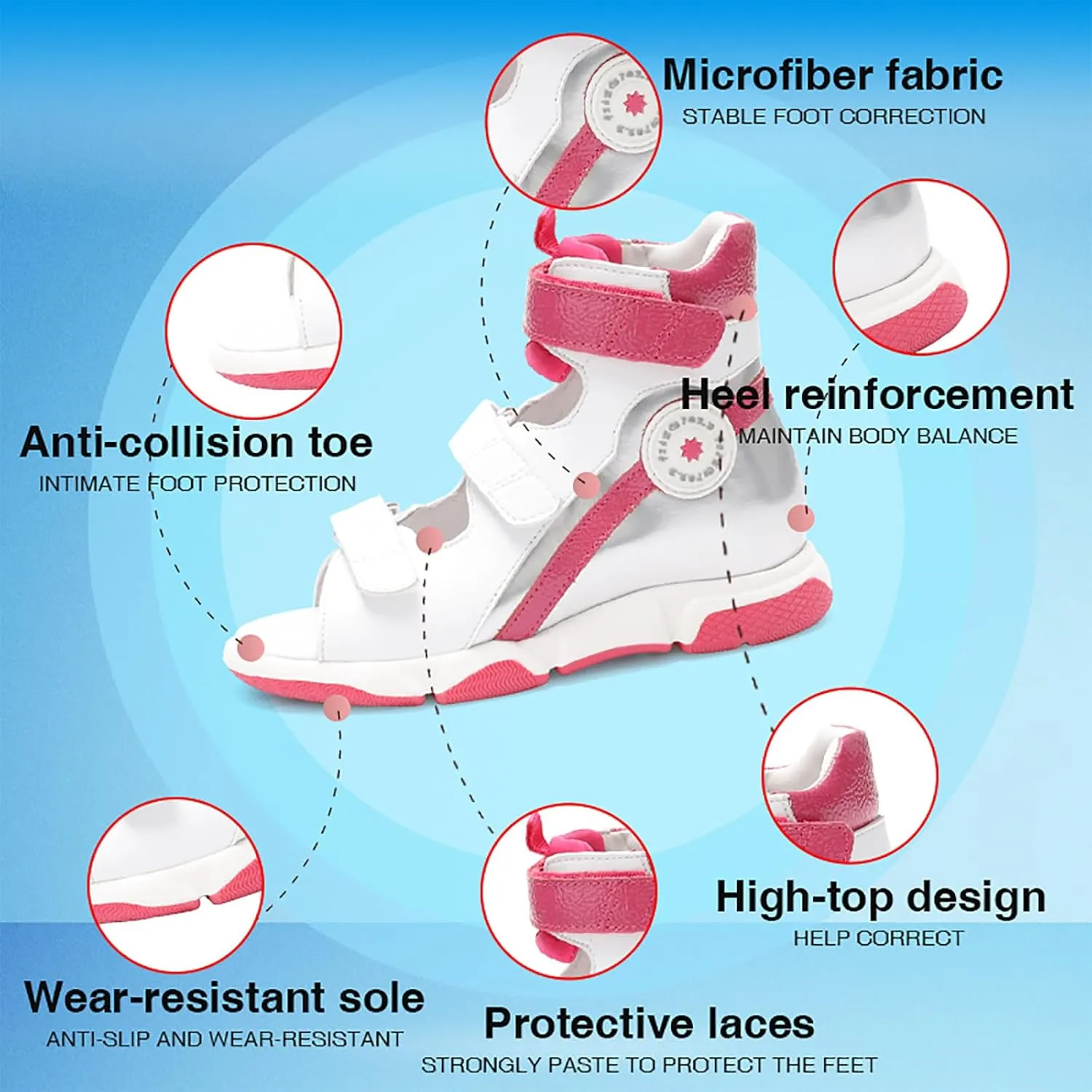 Toddlers Orthopedic Sandals with Arch and Ankle Support,High-top Corrective Shoes for Kids