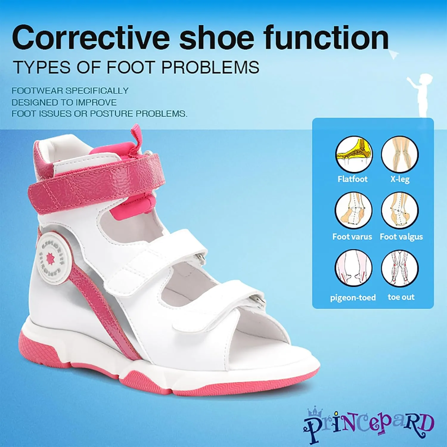Toddlers Orthopedic Sandals with Arch and Ankle Support,High-top Corrective Shoes for Kids