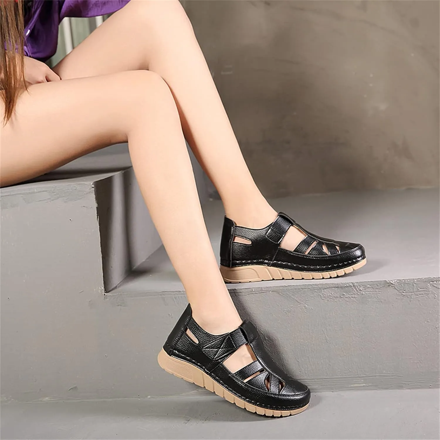 Touchmosees Bohemia Wedge Sandals - Women's Ankle Strap Causal Gladiator Shoes Summer Outdoor Beach Athletic Sandals